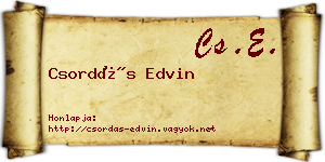 Csordás Edvin névjegykártya